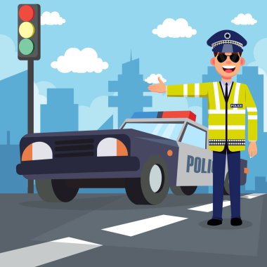 Trafik polisi konsept vektör illüstrasyonu