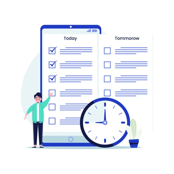 Контрольний Список Бізнесмена Концепції Мобільного Додатку Плоский Дизайн Векторні Ілюстрації — стоковий вектор