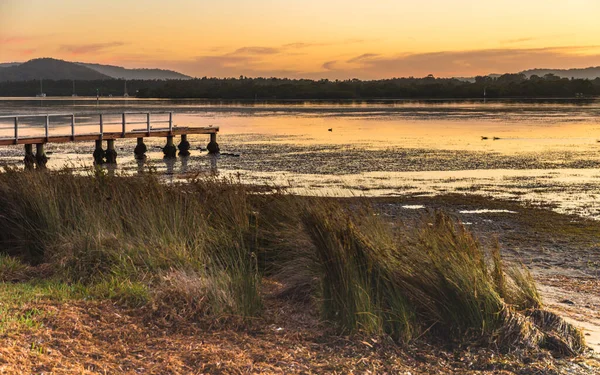 Sunrise Waterscape Embankment Woy Woy Waterfront Central Coast Nsw Australia — Stock Photo, Image