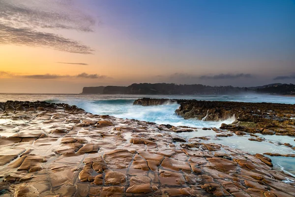 Sunrise Seascape Desde Plataforma Rock North Avoca Beach Costa Central — Foto de Stock