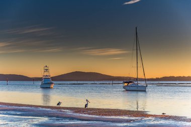 Henderson Parkı 'ndaki su manzarası, Limon Ağacı Geçidi Port Stephens. NSW, Avustralya