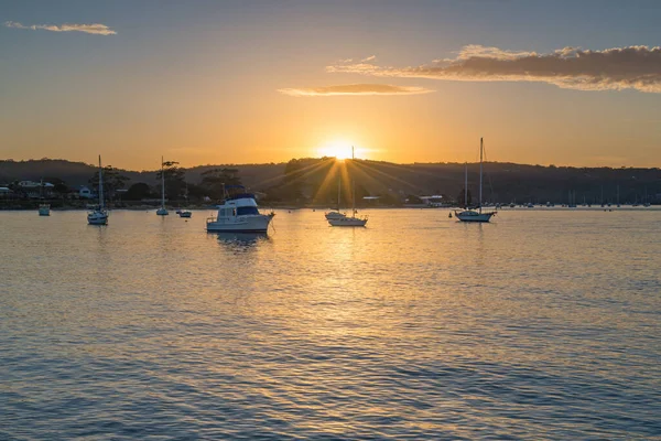 Sunrise Boats Esplanade Ettalong Beach Central Coast Nsw Australia — Stock Photo, Image