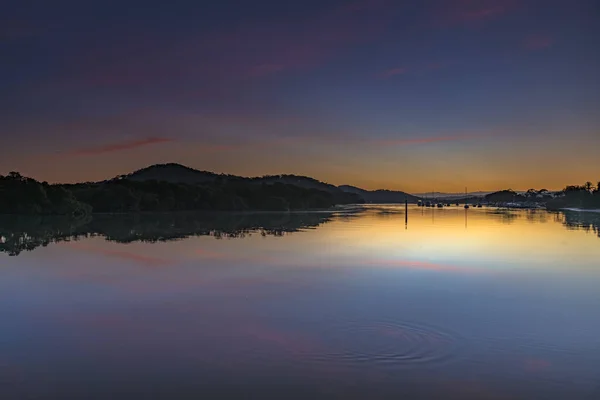 Dawn Reflections Waterscape Woy Woy Waterfront Central Coast Nsw Australia — Stock Photo, Image