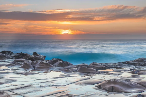 Sunrise Seascape Van North Avoca Beach Rock Platofrm Aan Central — Stockfoto