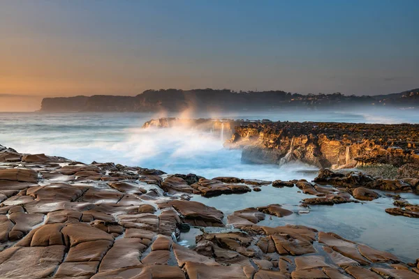 Sunrise Seascape North Avoca Beach Rock Platofrm Central Coast Nsw — Foto de Stock