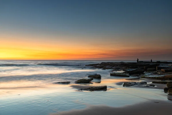 Rocky Sunrise Seascape Toowoon Bay Beach Central Coast Nsw Australia — Foto de Stock