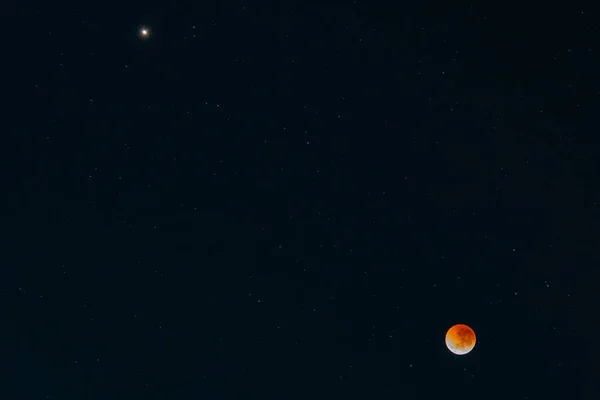 Total Moon Eclipse Has Begun Completely Red Moon Mars Taken — Stock Photo, Image