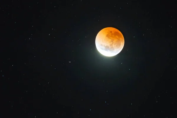 Éclipse Lunaire Partielle Lune Devient Rouge Porté Sur Île Huberts — Photo