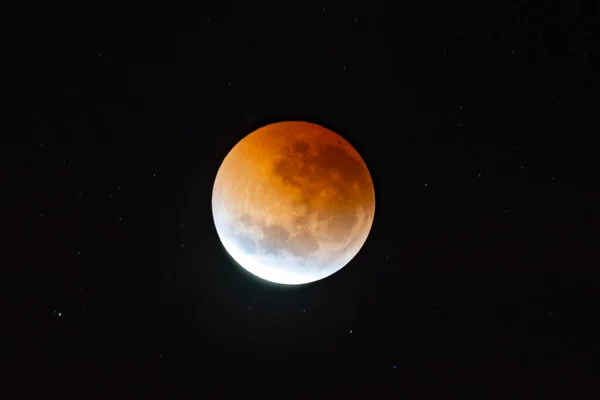 Éclipse Lunaire Partielle Lune Devient Rouge Porté Sur Île Huberts — Photo
