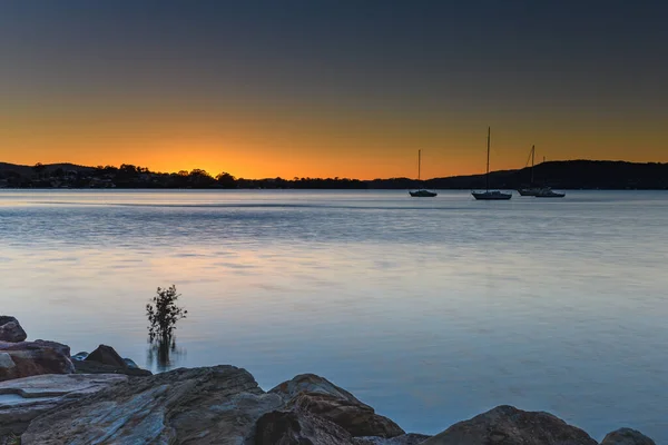 Sunrise Waterscape Boats Koolewong Waterfront Central Coast Nsw Australia — Zdjęcie stockowe