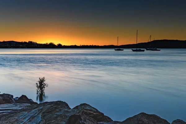 Sunrise Waterscape Met Boten Van Koolewong Waterfront Aan Central Coast — Stockfoto