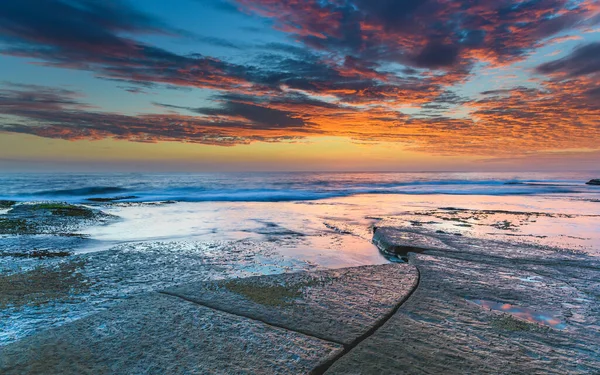 Paysage Marin Plate Forme Rocheuse Lever Soleil Skillion Terrigal Sur — Photo