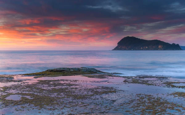 Sunrise Seascape Clouds Island Pearl Beach Central Coast Nsw Australia — Stock Photo, Image