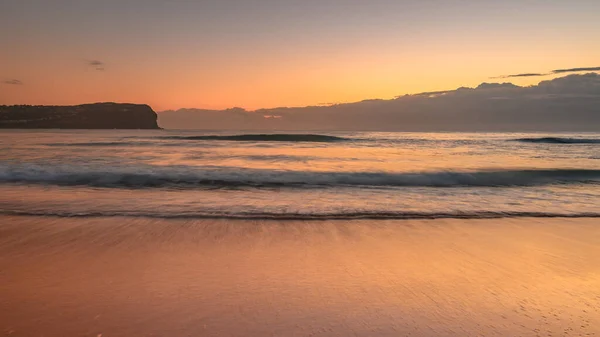 Amanecer Del Paisaje Marino Tomado Macmasters Beach Costa Central Nsw — Foto de Stock