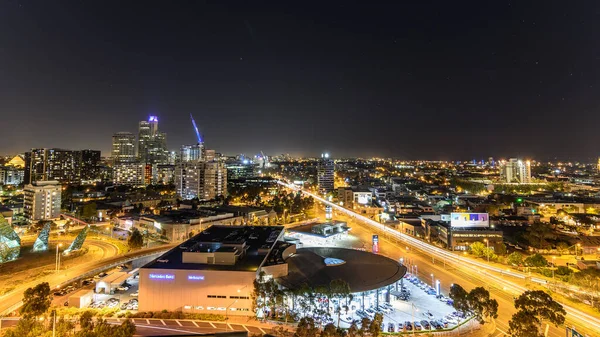 Melbourne City Bei Nacht Stadtbild Von Melbourne Victoria Australien Aufgenommen — Stockfoto