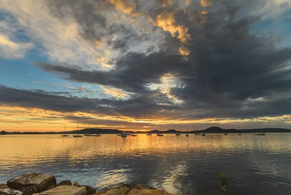 Lever Nuages Paysage Aquatique Sur Baie Koolewong Foreshore Koolewong Côte — Photo