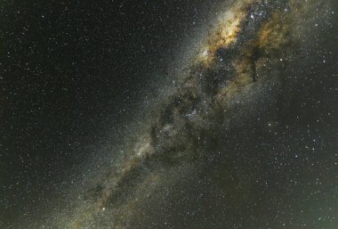 Samanyolu gece gökyüzü. Ophir Rd, Orange, New South Wales, Avustralya 'da bir arazide çekilmiş.