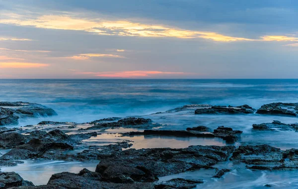 Sunrise Seascape Con Primer Plano Rocoso Norah Head Promontorio Costa — Foto de Stock