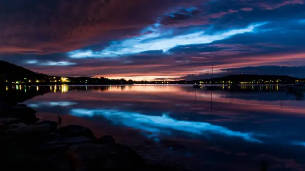 Colourful Dawn Reflections Bay Tascott Koolewong Central Coast Nsw Australia — Stockfoto