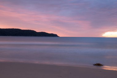 Ocean Beach 'te güne başlıyorum. Umina Sahili, NSW, Avustralya
