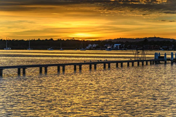 Sunrise Waterscape Clouds Woy Woy Waterfront Central Coast Nsw Australie — Photo