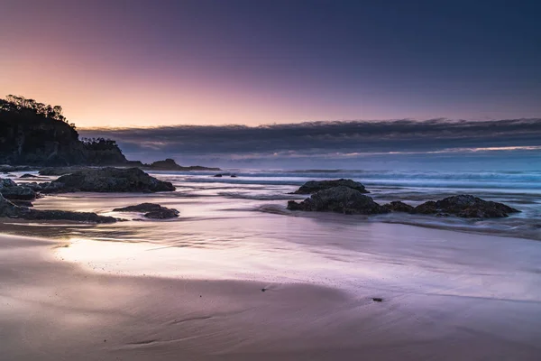 Soluppgång Seascape Med Moln Vid Malua Bay Sydkusten Nsw Australien — Stockfoto