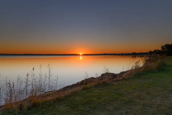 Solnedgång Över Tuggerah Lake Från Canton Beach Central Coast Nsw — Stockfoto