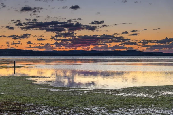 Puesta Sol Nubes Sobre Long Jetty Costa Central Nsw Australia — Foto de Stock