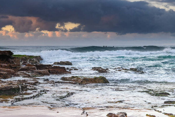Cloudy sunrise from North Avoca Beach on the Central Coast, NSW, Australia.