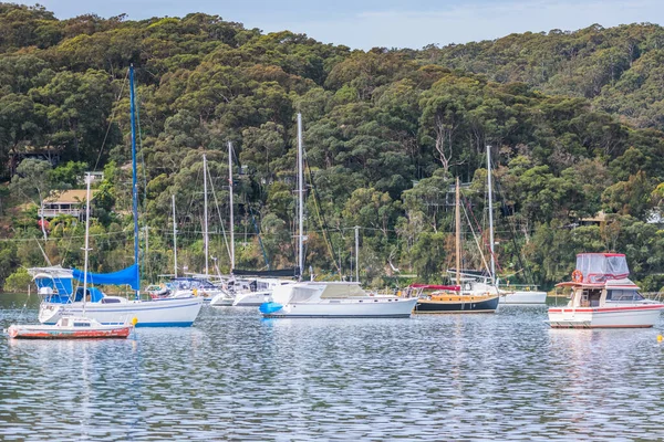 Avustralya, NSW 'nin merkez kıyısındaki Hardys Körfezi' nde tekneler..