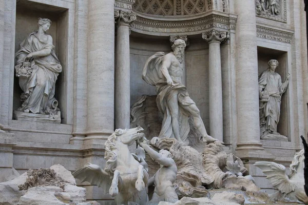 Fontanna Trevi Słynny Zabytek Rzymie Włochy — Zdjęcie stockowe