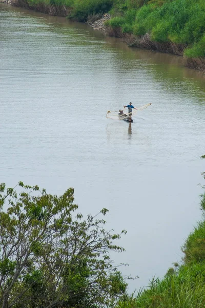 Villagers Boats Find Fish Water Profession Use Food — Stock Photo, Image