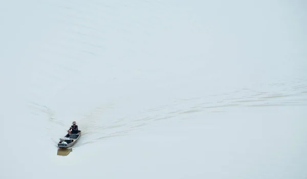 Les Villageois Dans Les Bateaux Trouvent Poisson Dans Eau Comme — Photo