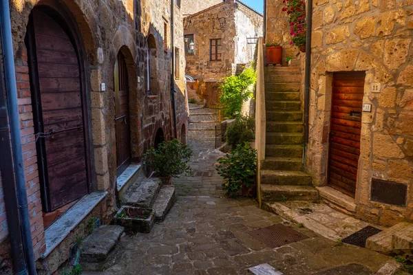 Вулиці Будівлі Невеликого Середньовічного Міста Сорано Тоскана Італія — стокове фото