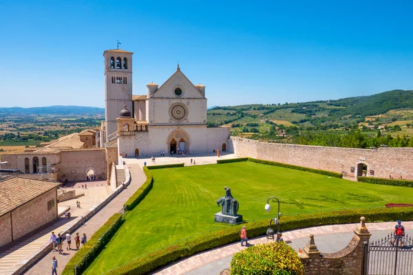 Basilique Saint François Assise Ombrie Italie Contre Ciel Bleu Par — Photo