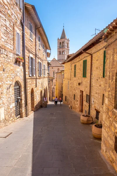 Strada Della Piccola Città Assisi Umbria Italia Una Giornata Sole — Foto Stock