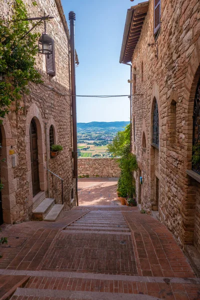 Street Little City Assisi Umbria Italy Summer Sunny Day — Stock Photo, Image