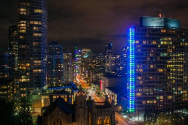 Vancouver, British Columbia, Kanada 'nın gece manzarası