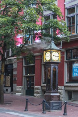 Vancouver, British Columbia, Kanada 'daki Gastown' daki gaz buharlı saati.