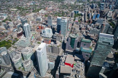 Toronto manzaralı şehir manzarası Cn Tower 'ın tepesinden, Ontario, Kanada