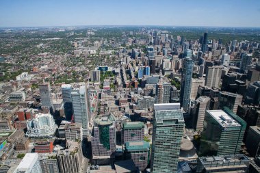 Toronto manzaralı şehir manzarası Cn Tower 'ın tepesinden, Ontario, Kanada