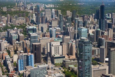 Toronto manzaralı şehir manzarası Cn Tower 'ın tepesinden, Ontario, Kanada
