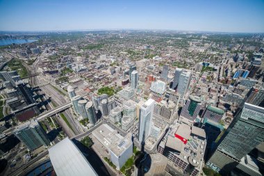 Toronto manzaralı şehir manzarası Cn Tower 'ın tepesinden, Ontario, Kanada