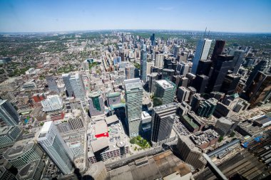 Toronto manzaralı şehir manzarası Cn Tower 'ın tepesinden, Ontario, Kanada
