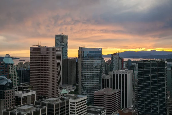 Panoramablick Vom Vancouver Lookout Gebäude Bei Sonnenuntergang Vancouver British Columbia — Stockfoto