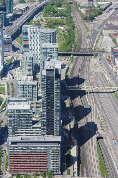 Landschaft Von Torontos Gebäuden Und Dem Ontariosee Vom Tower Toronto — Stockfoto