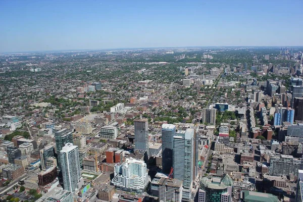 Landschaft Von Torontos Gebäuden Und Dem Ontariosee Vom Tower Toronto — Stockfoto