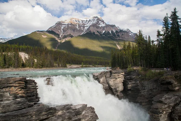 Athabasca Πέφτει Κατά Μήκος Icefield Parkway Αλμπέρτα Καναδάς — Φωτογραφία Αρχείου