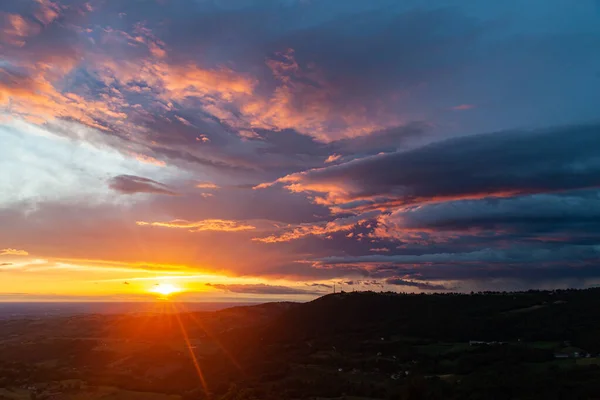 Paisaje Colorido Llanura Módena Región Emilia Romaña Italia Amanecer Con — Foto de Stock