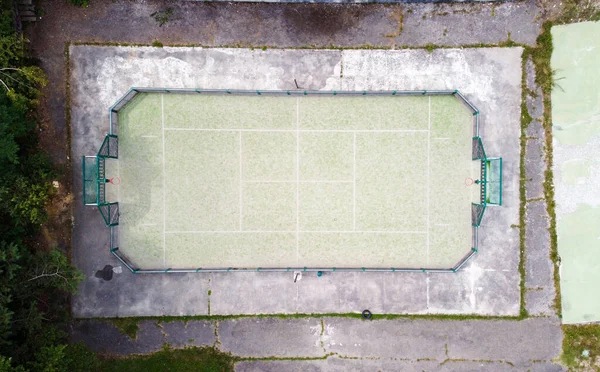 Vista Aérea Una Canasta Verde Parque Infantil Rectangular Fútbol — Foto de Stock